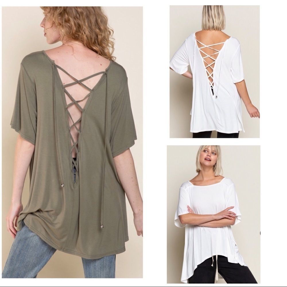Pol Olive Laced Up Back High -Low Top